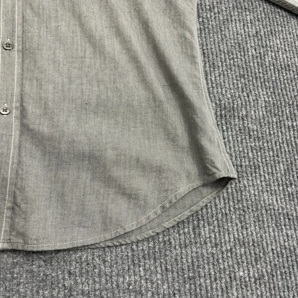 Banana Republic Shirt Mens L Gray Cotton Wool Blend Dual Pocket Classic Casual
